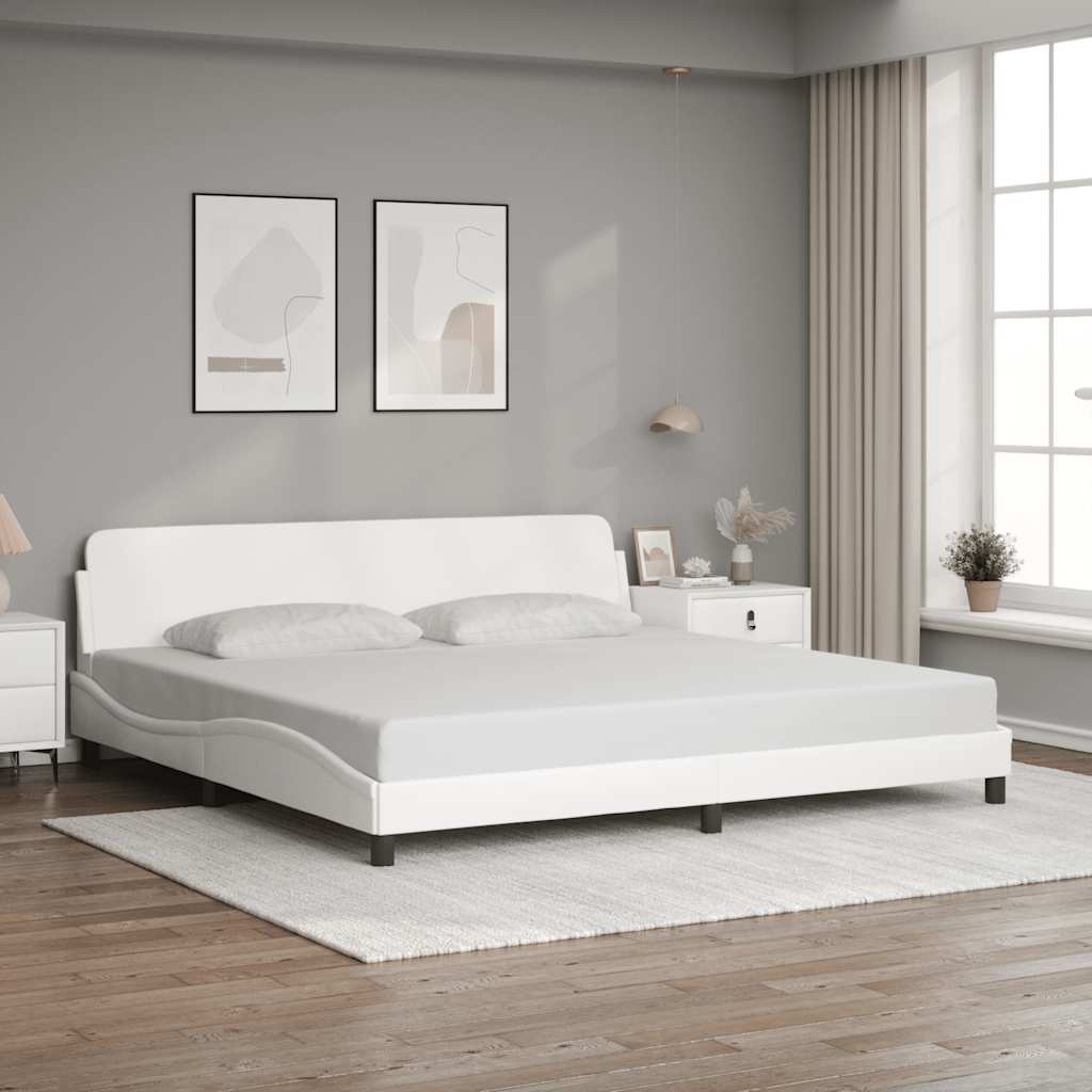 Bettgestell "Dover" Weiß 200x200 cm Kunstleder