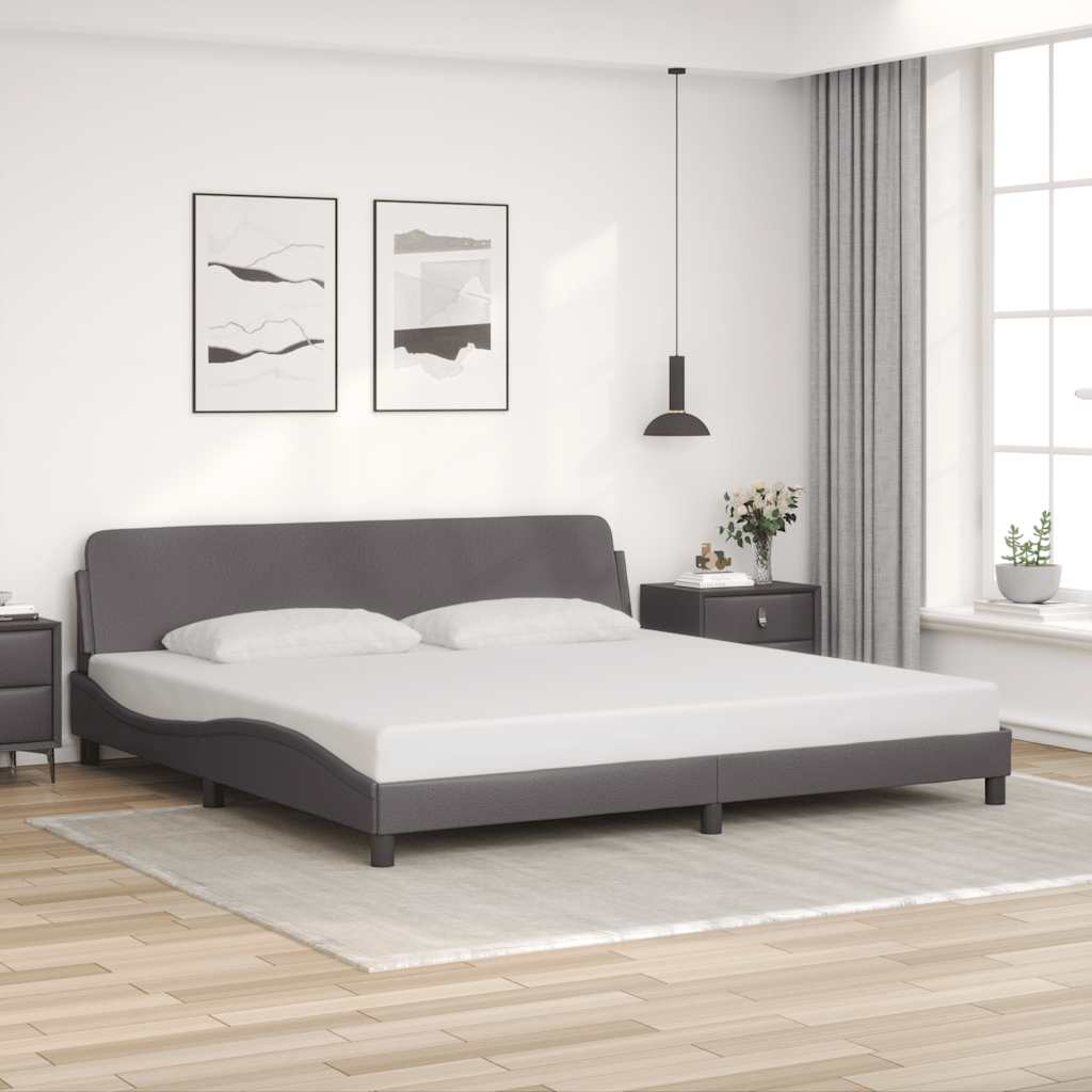 Bettgestell "Dover" Grau 200x200 cm Kunstleder