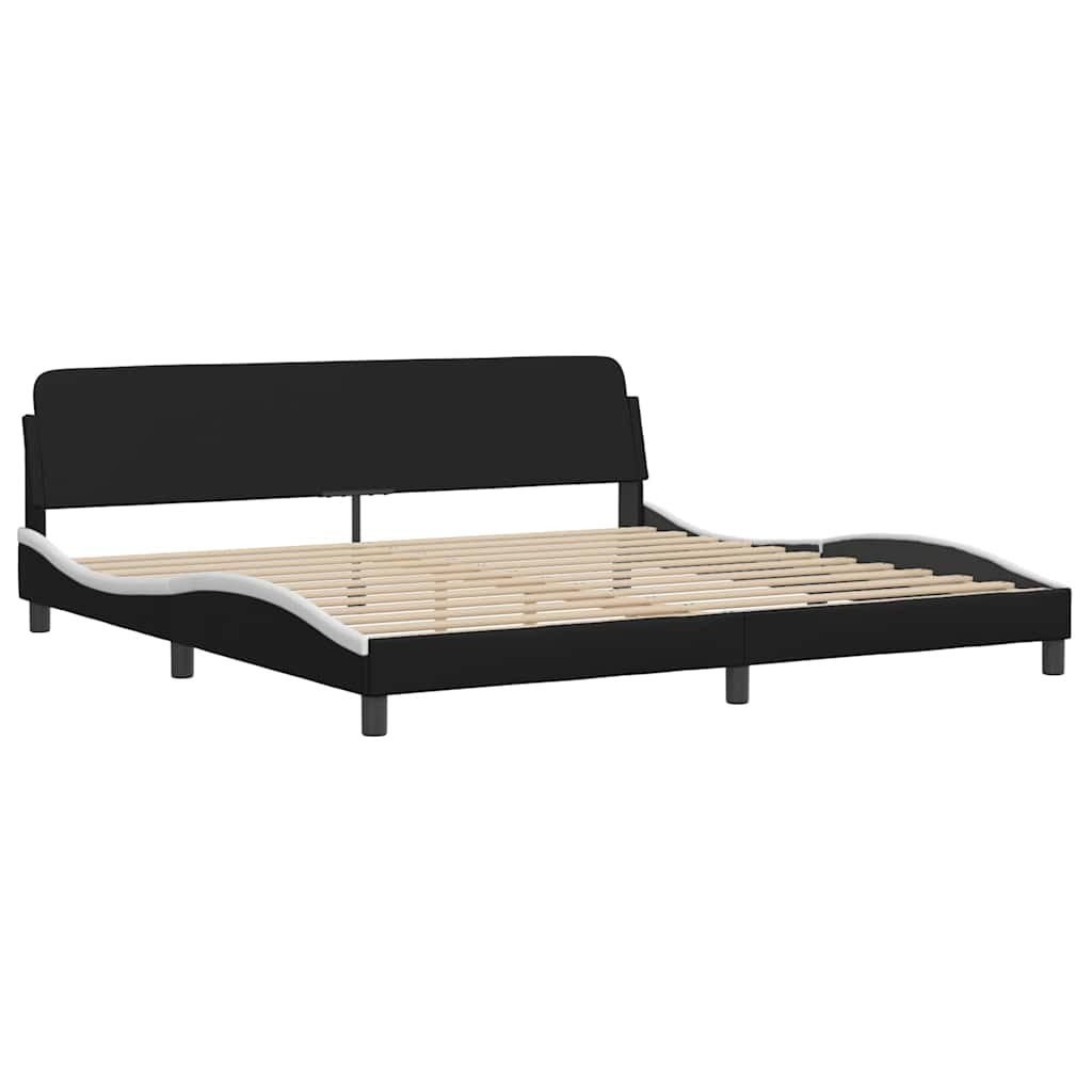 Bettgestell "Dover" Schwarz und Weiß 200x200 cm Kunstleder