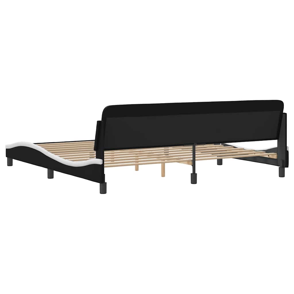 Bettgestell "Dover" Schwarz und Weiß 200x200 cm Kunstleder