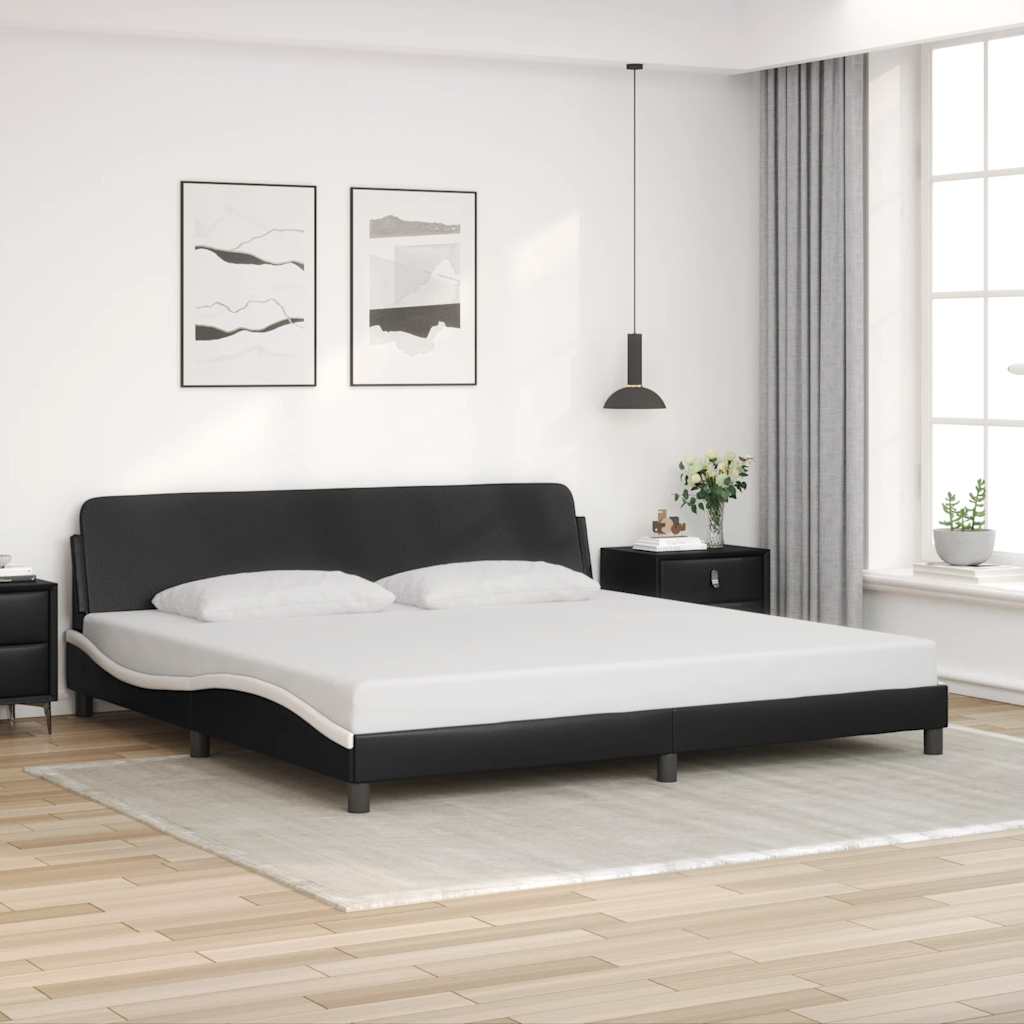 Bettgestell "Dover" Schwarz und Weiß 200x200 cm Kunstleder