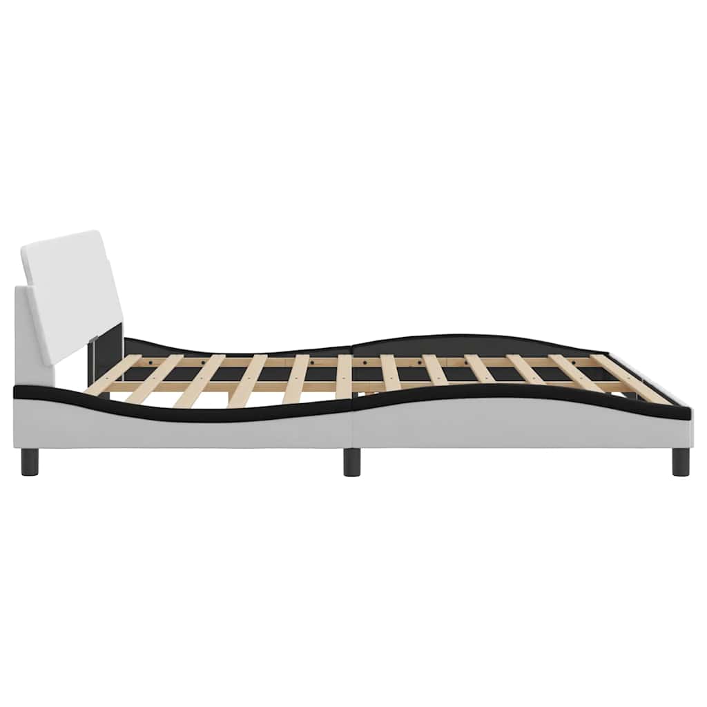 Bettgestell "Dover" Weiß und Schwarz 200x200 cm Kunstleder