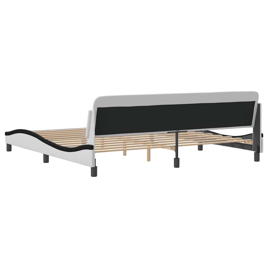 Bettgestell "Dover" Weiß und Schwarz 200x200 cm Kunstleder