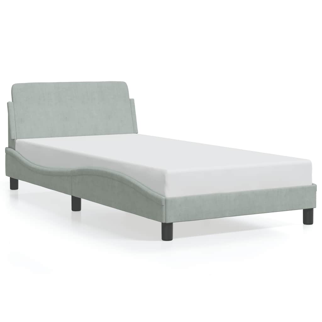 Bettgestell "Dover" Hellgrau 100x190 cm Samt
