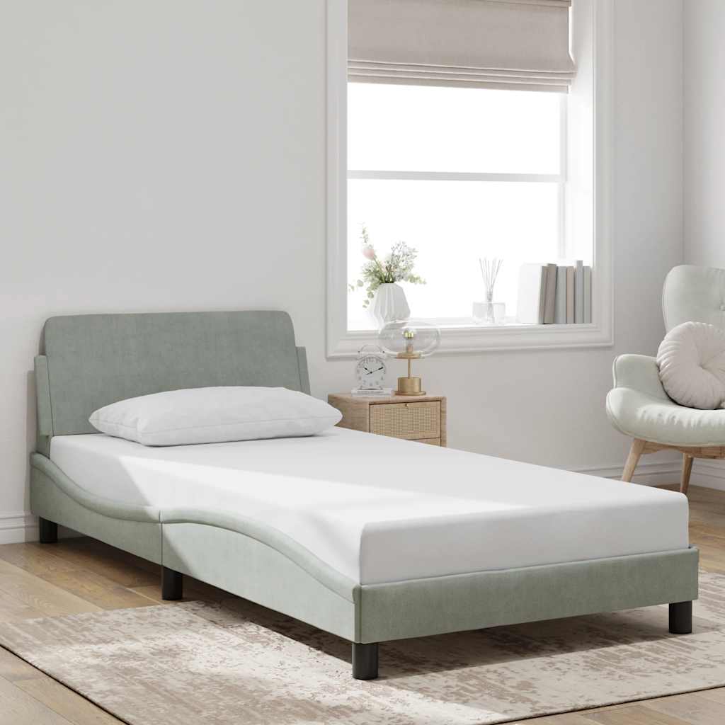 Bettgestell "Dover" Hellgrau 100x190 cm Samt
