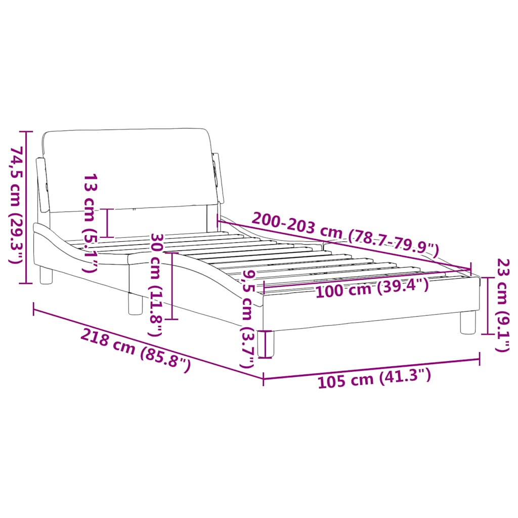Bettgestell "Dover" Hellgrau 100x203 cm Samt