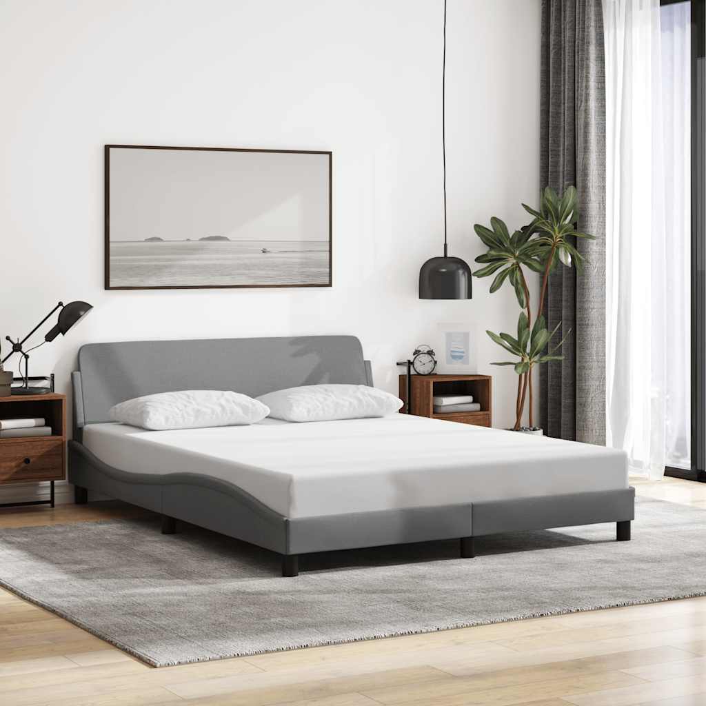 Bettgestell "Dover" Hellgrau 152x203 cm Stoff