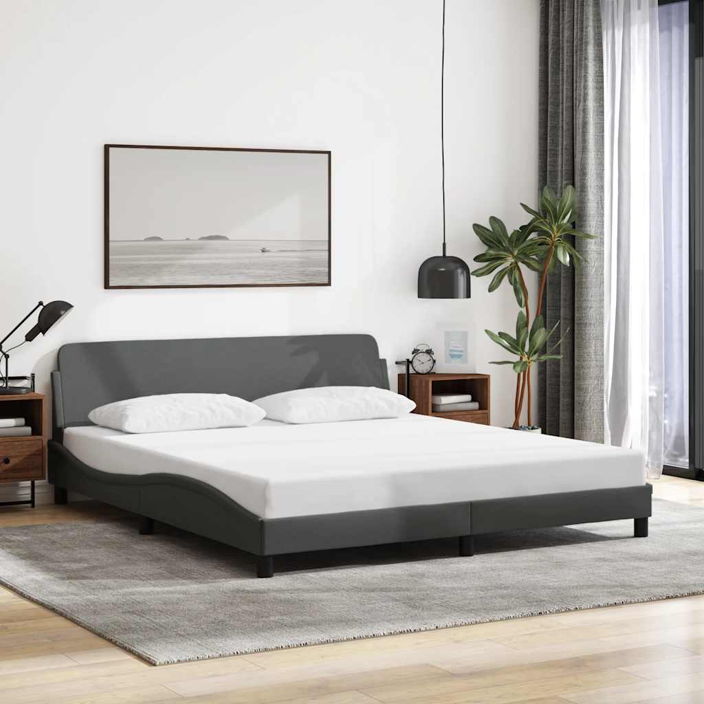 Bettgestell "Dover" Dunkelgrau 152x203 cm Stoff