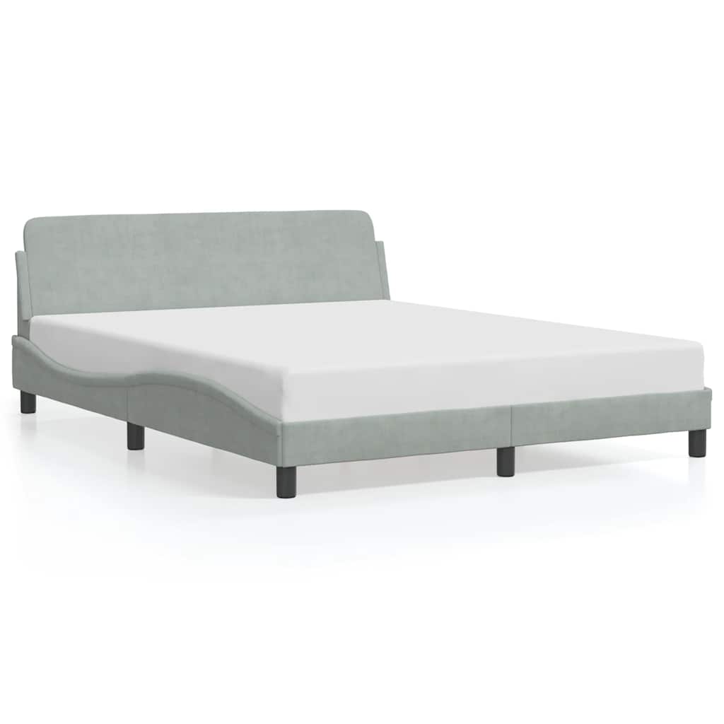 Bettgestell "Dover" Hellgrau 152x203 cm Samt