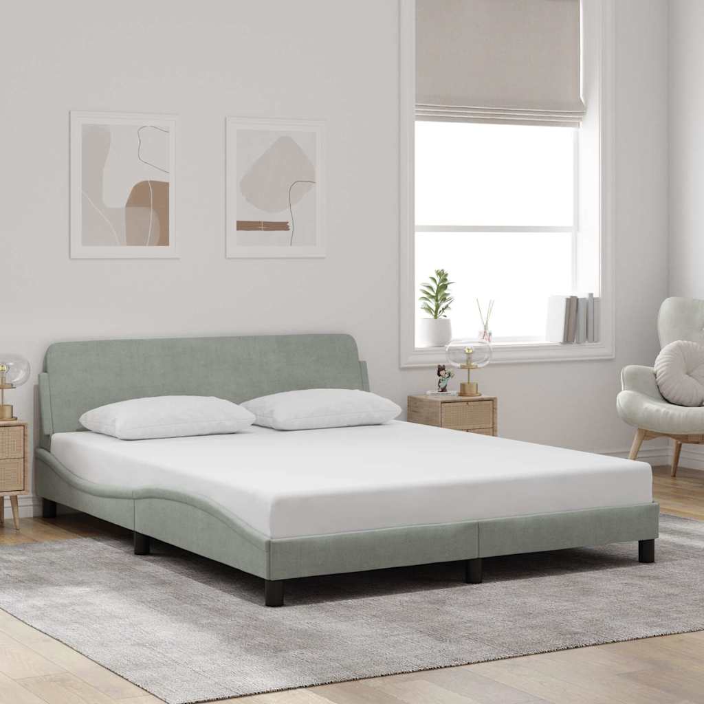 Bettgestell "Dover" Hellgrau 152x203 cm Samt