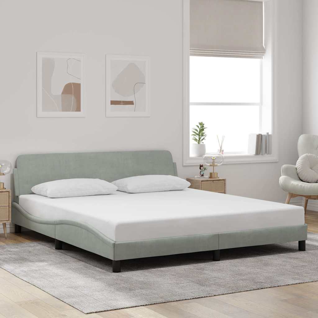 Bettgestell "Dover" Hellgrau 183x213 cm Samt
