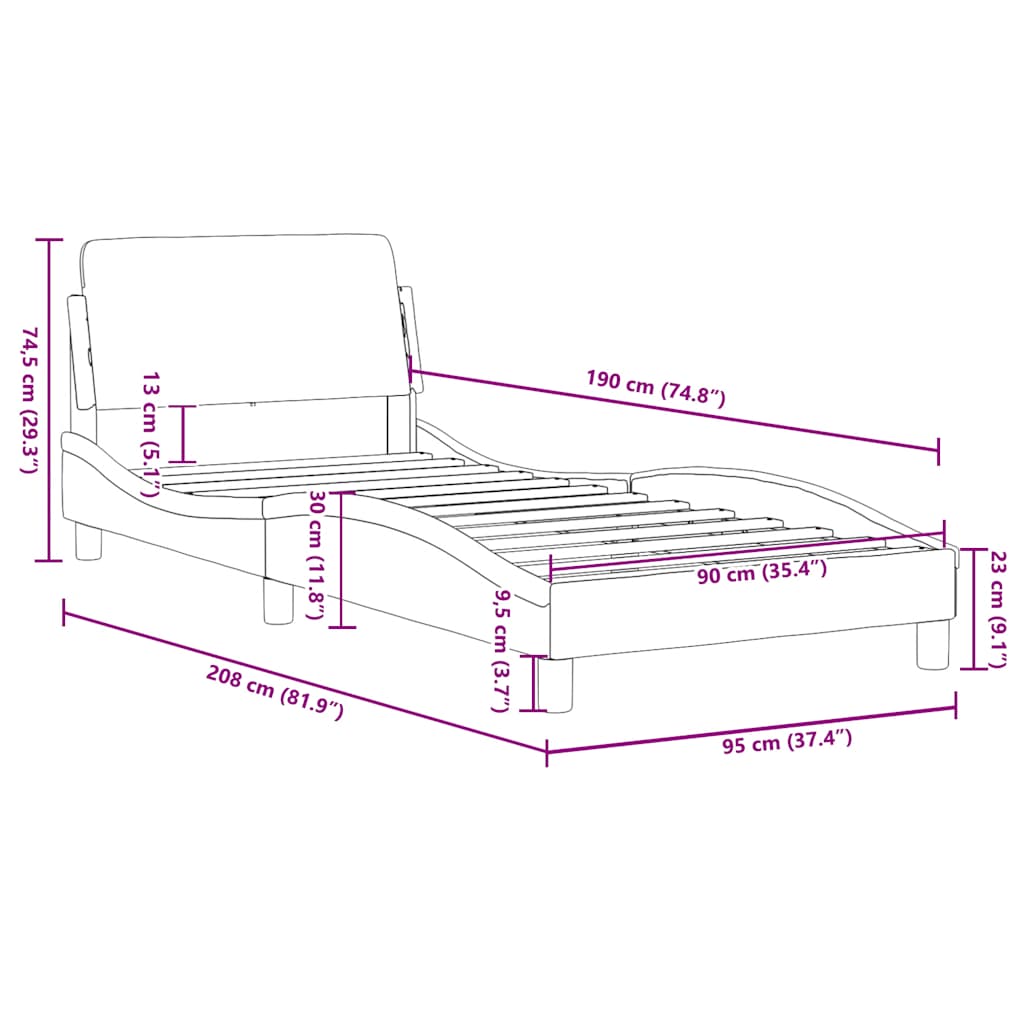 Bettgestell Dover Schwarz 90x190 cm Kunstleder