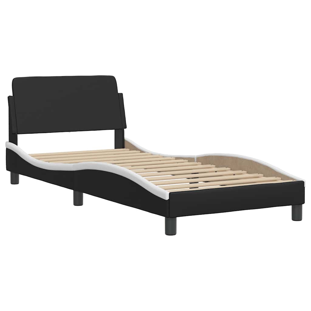 Bettgestell Dover Schwarz-Weiß 90x190 cm Kunstleder