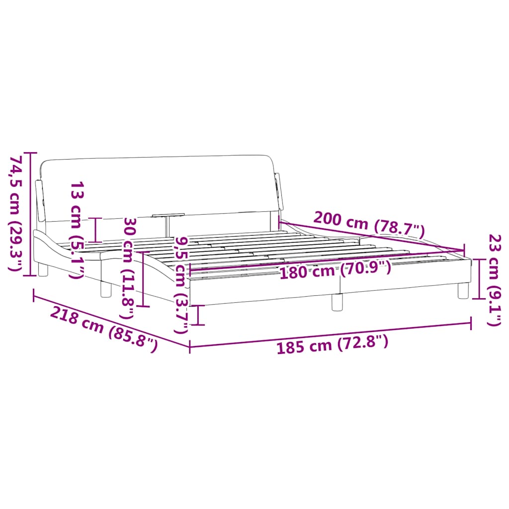 Bettgestell Dover Hellgrau 180x200 cm Samt