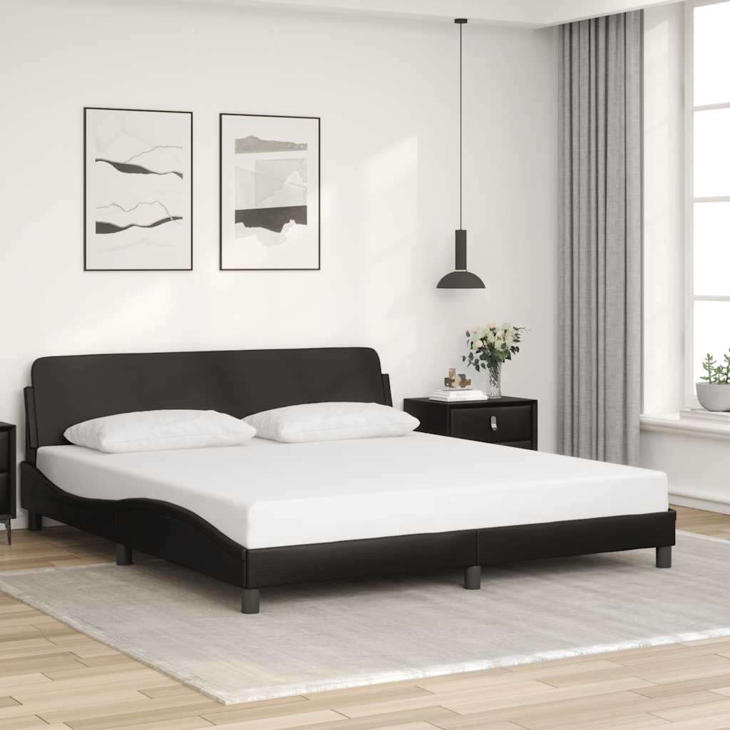 Bettgestell Dover Schwarz 180x200 cm Kunstleder