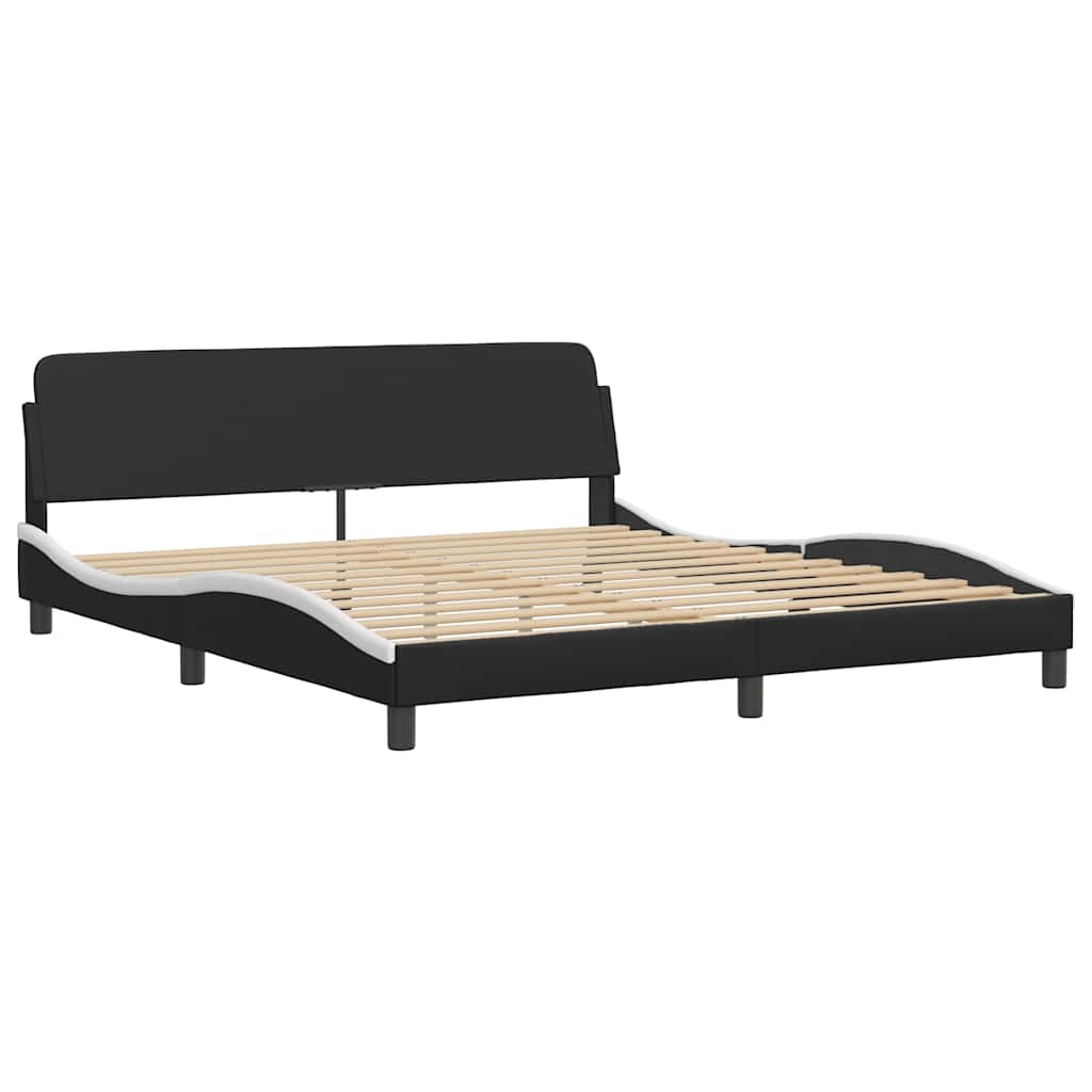 Bettgestell Dover Schwarz-Weiß 180x200 cm Kunstleder