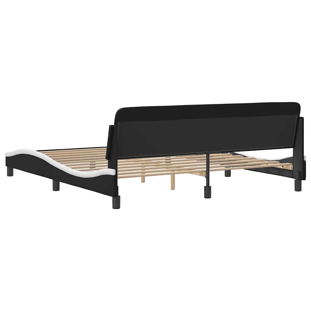 Bettgestell Dover Schwarz-Weiß 180x200 cm Kunstleder