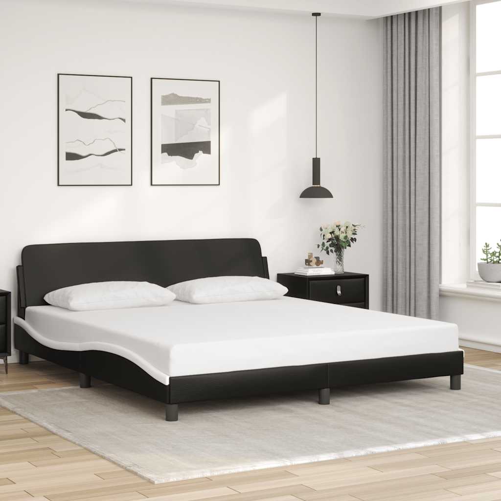 Bettgestell Dover Schwarz-Weiß 180x200 cm Kunstleder