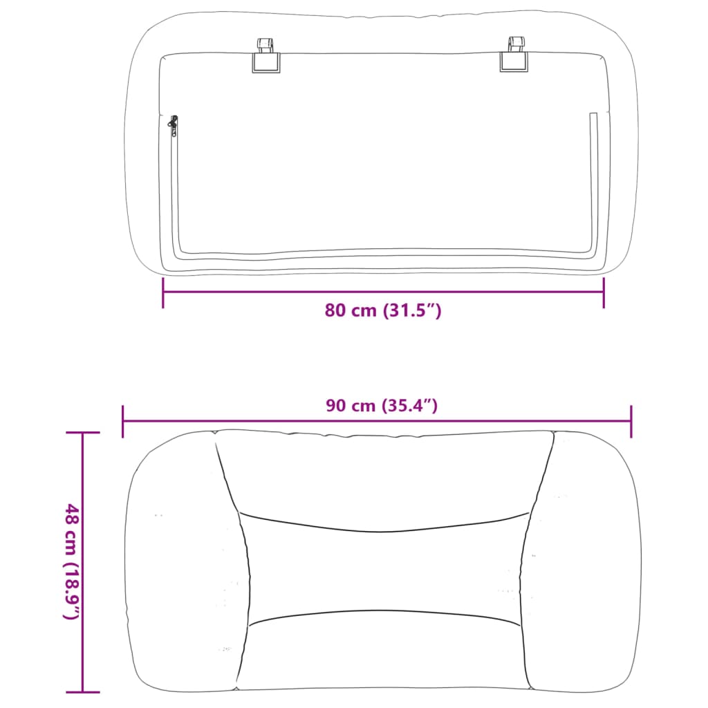 Kopfteil-Kissen "Hvar" Blau 80 cm Stoff