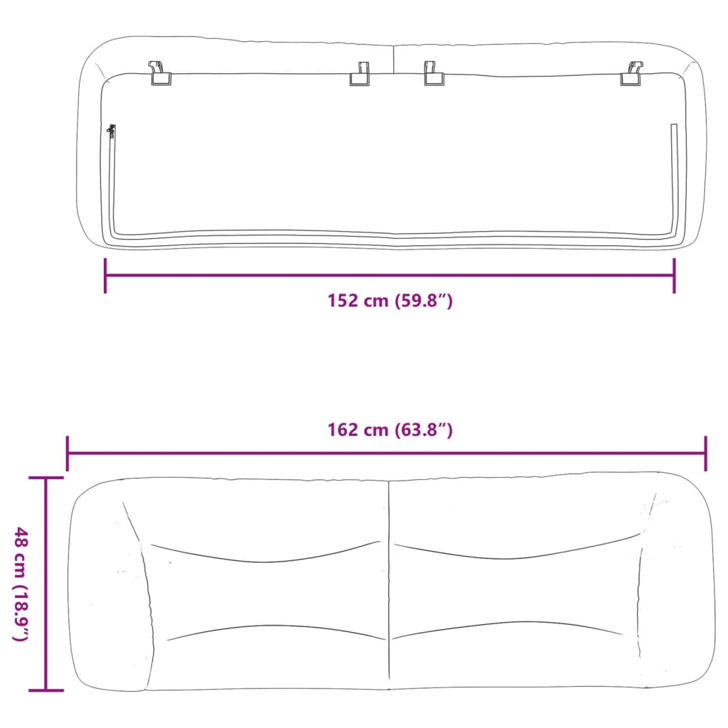 Kopfteil-Kissen "Hvar" Dunkelgrau 152 cm Stoff