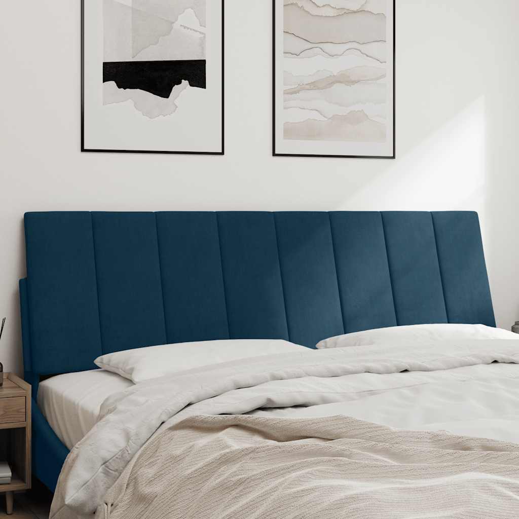 Kopfteil-Kissen "Hanko" Blau 160 cm Samt