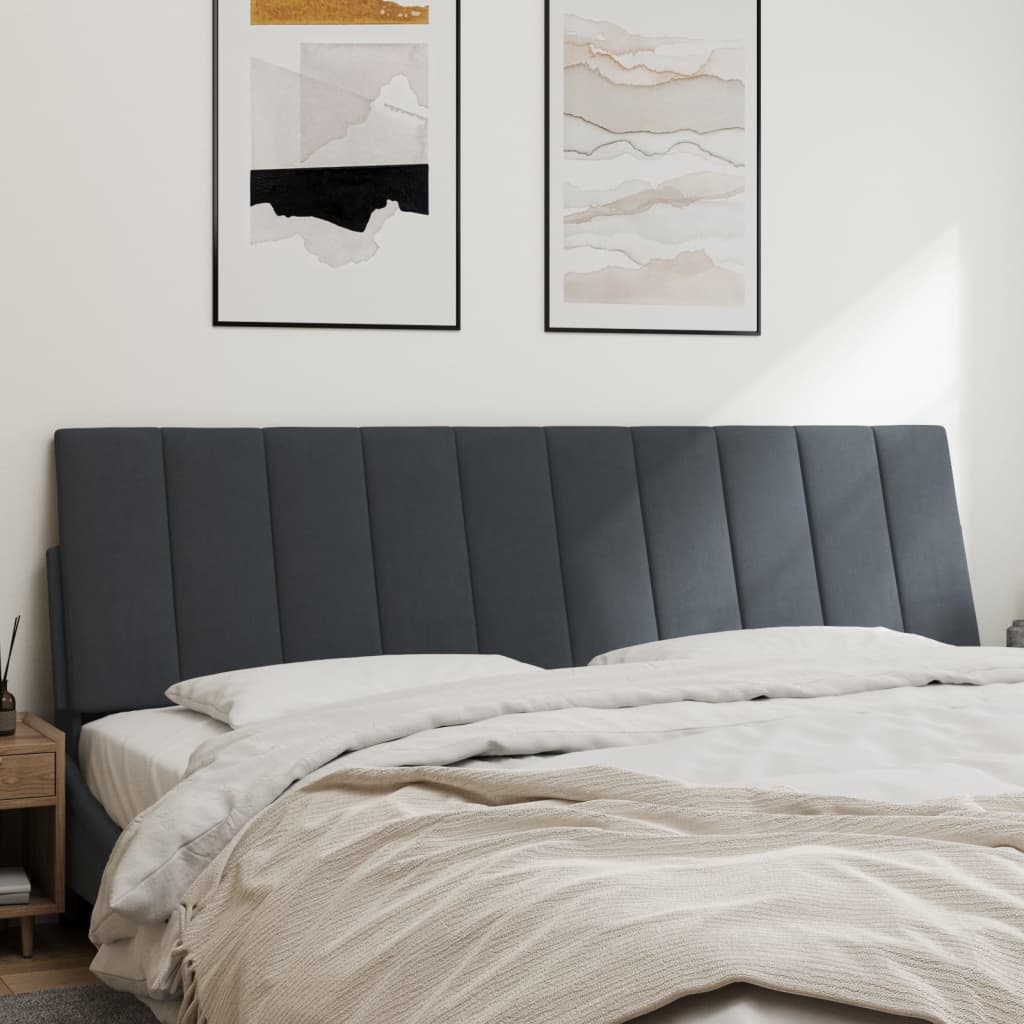 Kopfteil-Kissen "Hanko" Dunkelgrau 180 cm Samt