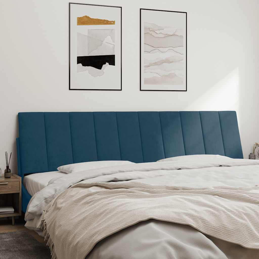 Kopfteil-Kissen "Hanko" Blau 200 cm Samt