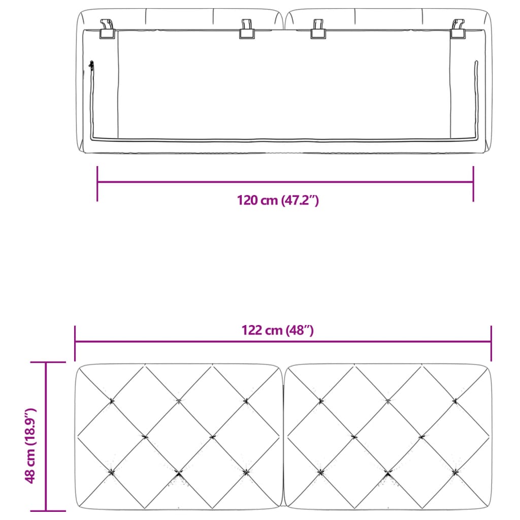 Kopfteil-Kissen Rosa 120 cm Samt
