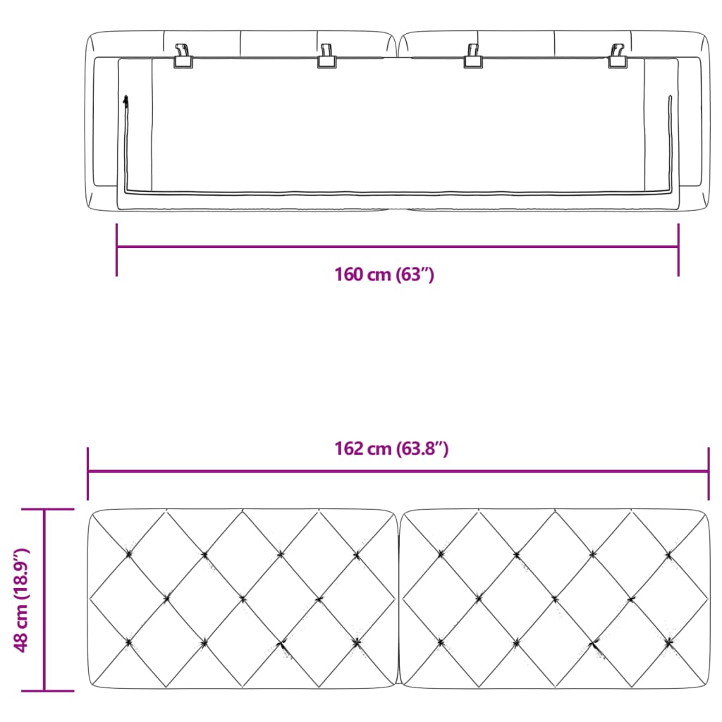 Kopfteil-Kissen Dunkelgrau 160 cm Samt