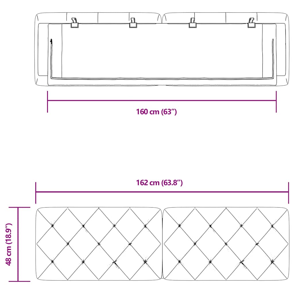 Kopfteil-Kissen Dunkelgrün 160 cm Samt