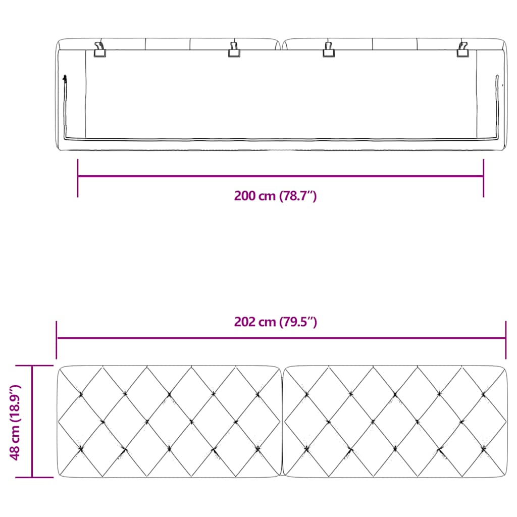 Kopfteil-Kissen Dunkelgrün 200 cm Samt