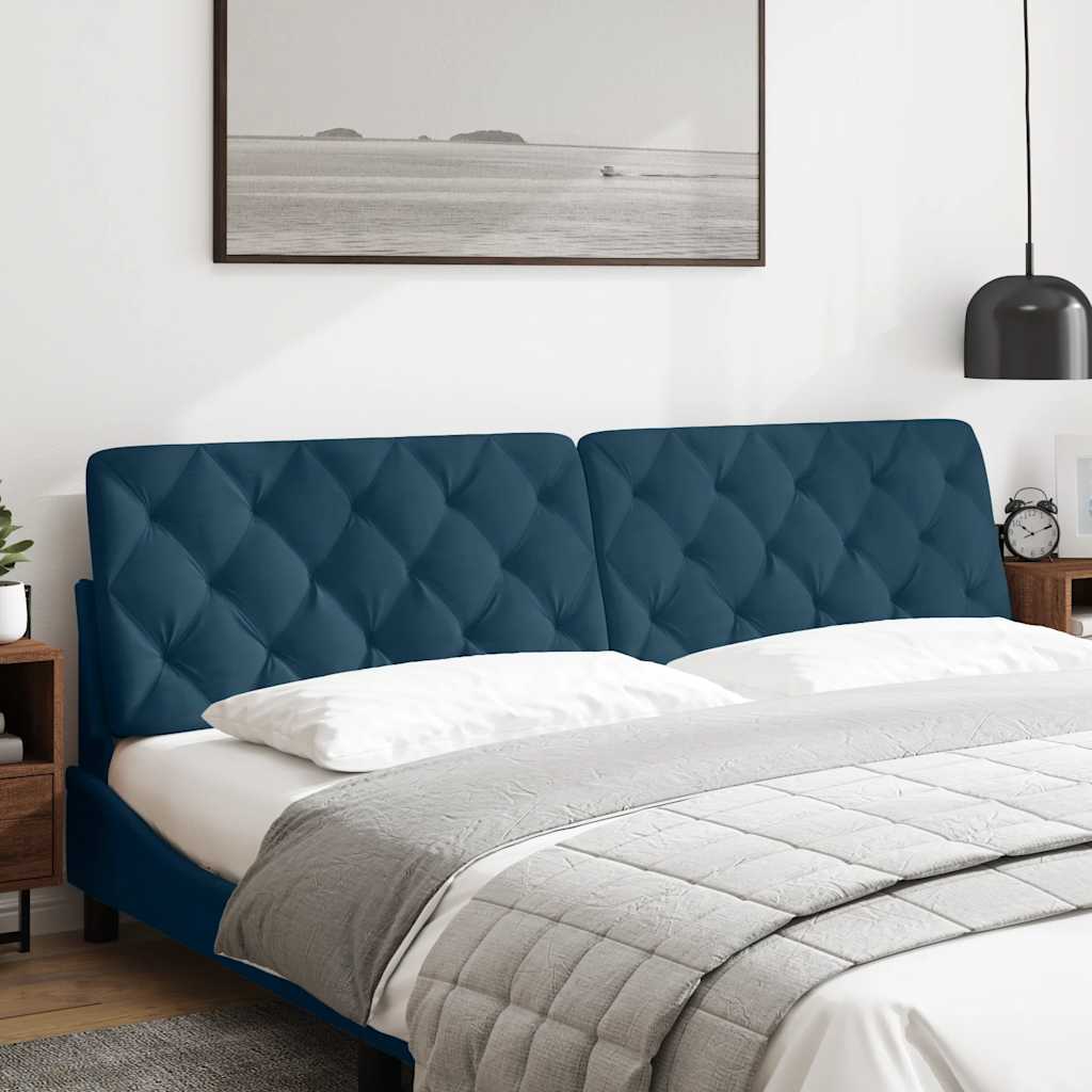 Kopfteil-Kissen Blau 200 cm Samt