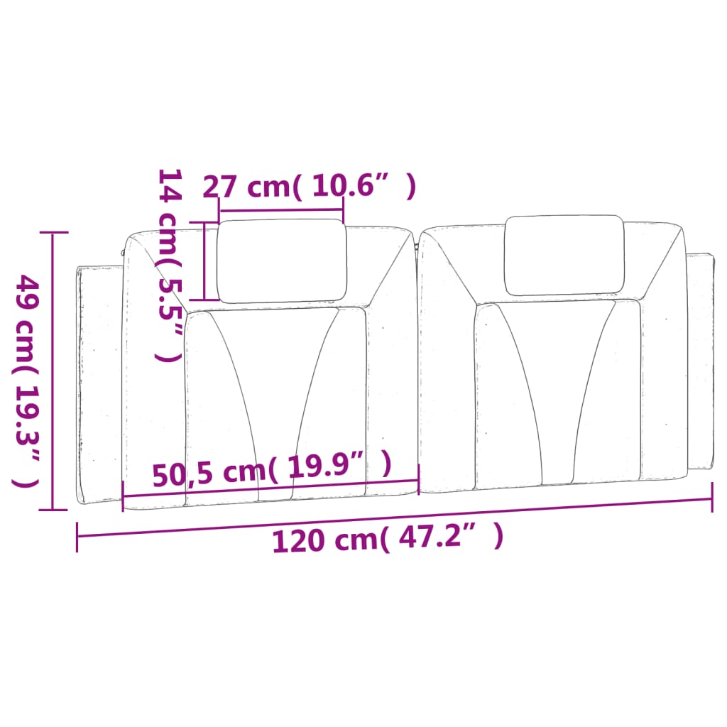 Kopfteil-Kissen "Viana" Grau 120 cm Kunstleder