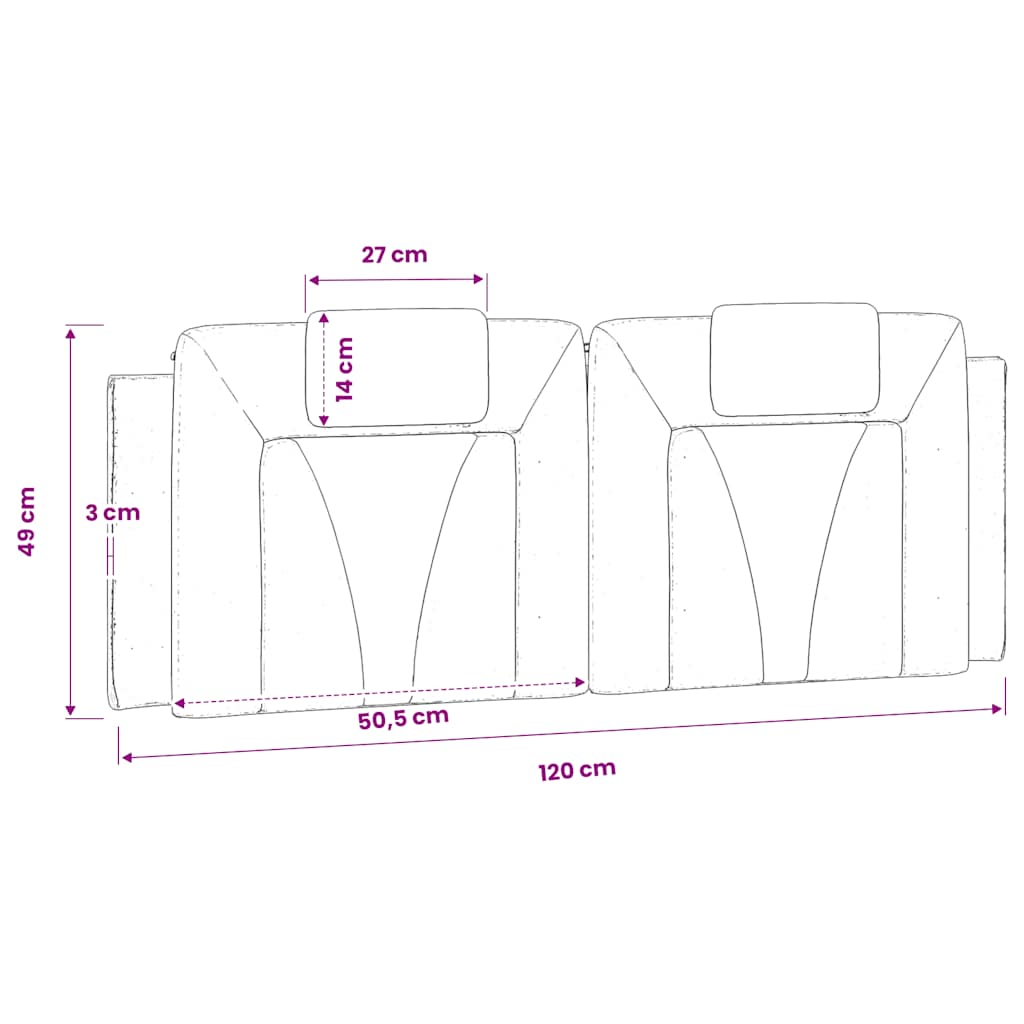 Kopfteil-Kissen "Viana" Cappuccino-Braun 120 cm Kunstleder