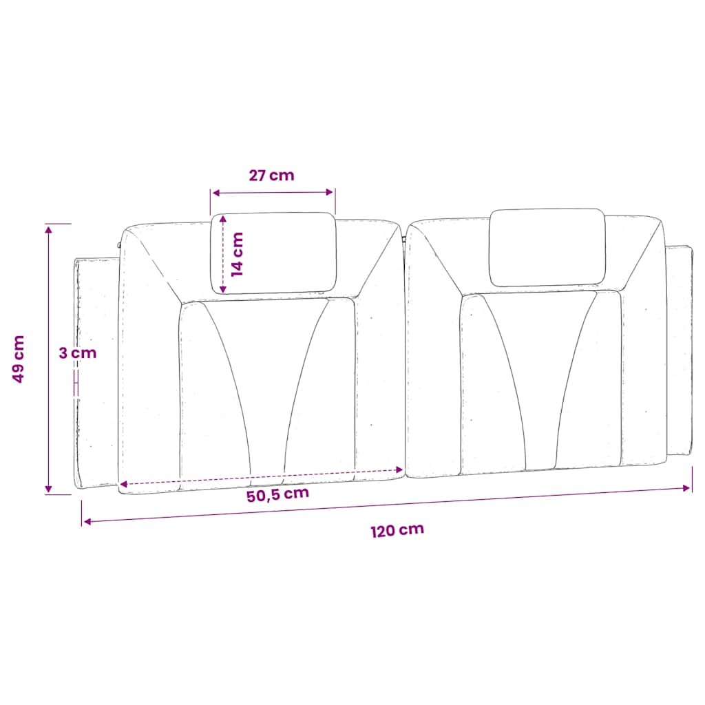 Kopfteil-Kissen "Viana" Schwarz und Weiß 120 cm Kunstleder