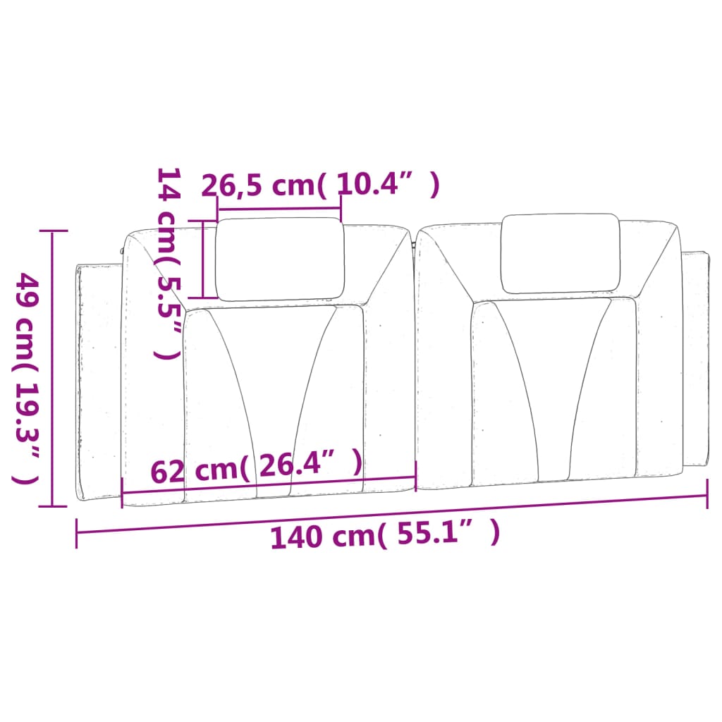 Kopfteil-Kissen "Viana" Grau 140 cm Kunstleder