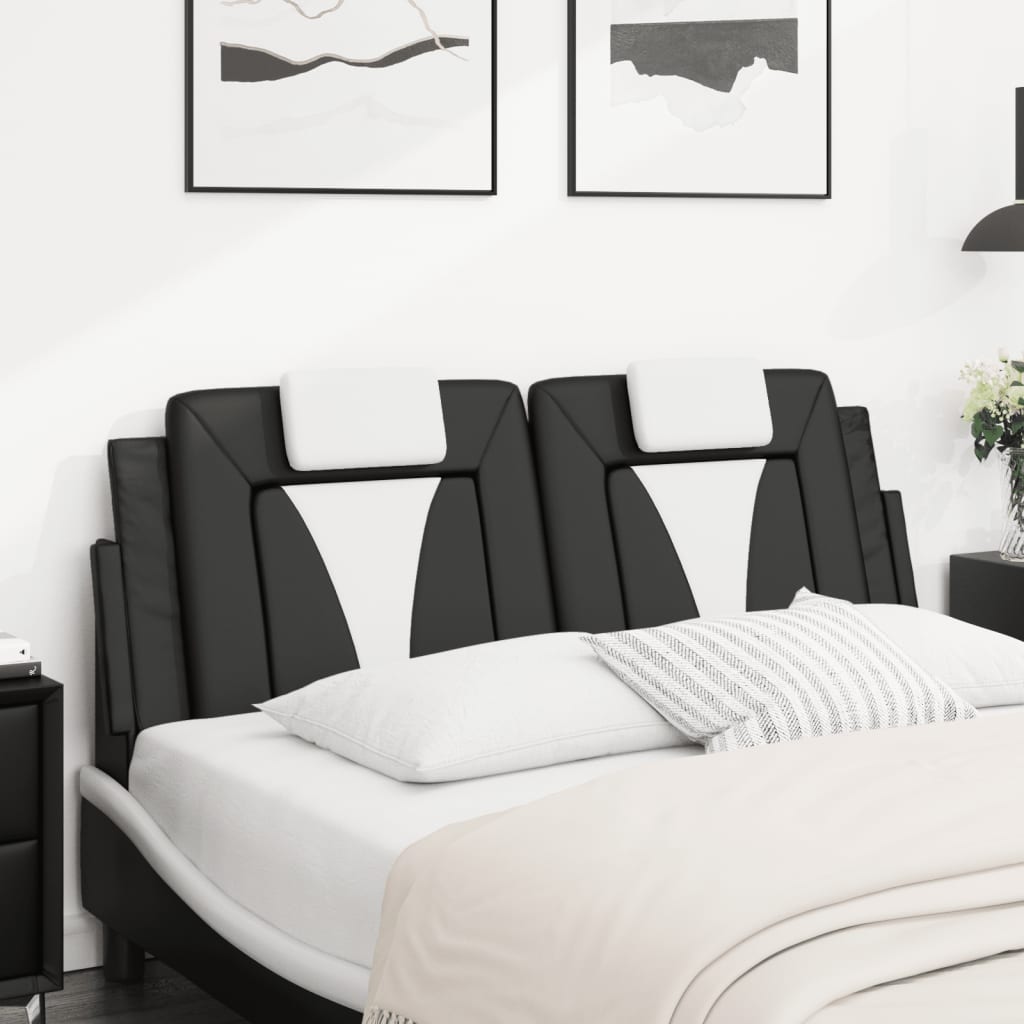 Kopfteil-Kissen "Viana" Schwarz und Weiß 140 cm Kunstleder
