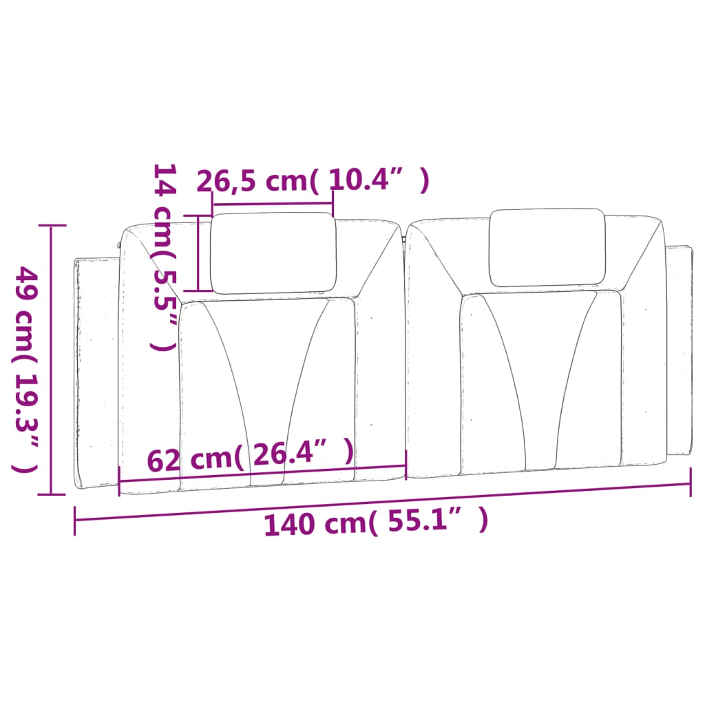Kopfteil-Kissen "Viana" Weiß und Schwarz 140 cm Kunstleder