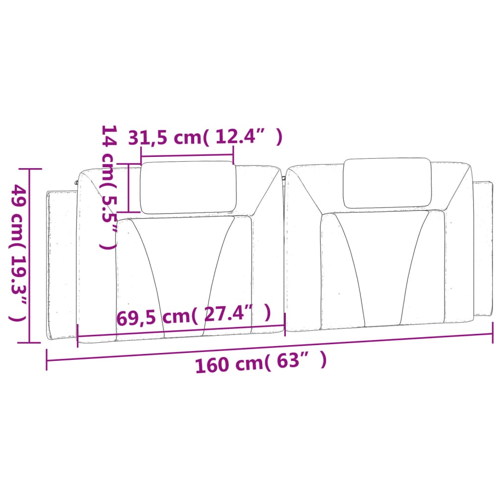 Kopfteil-Kissen "Viana" Cappuccino-Braun 160 cm Kunstleder