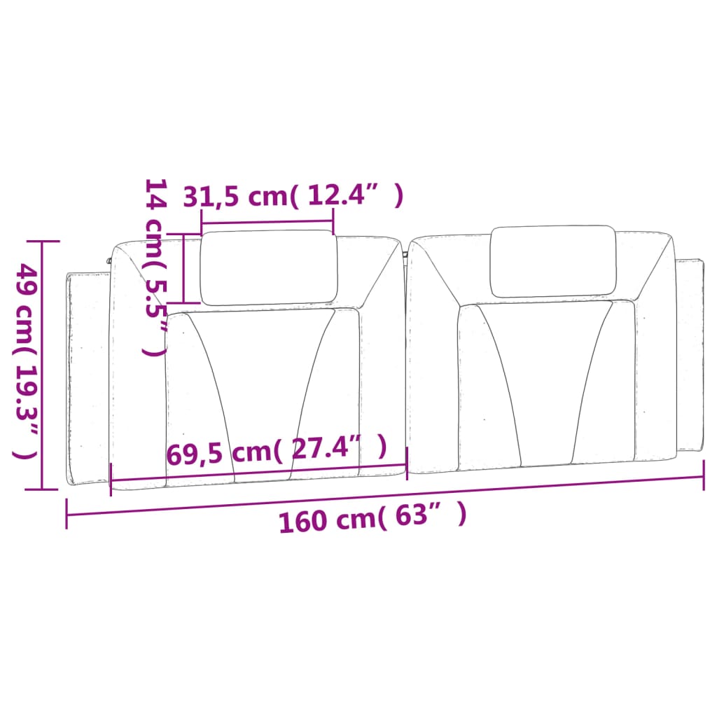 Kopfteil-Kissen "Viana" Schwarz und Weiß 160 cm Kunstleder