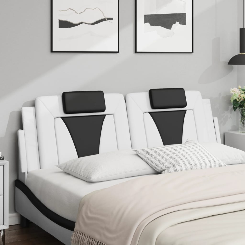 Kopfteil-Kissen "Viana" Weiß und Schwarz 160 cm Kunstleder