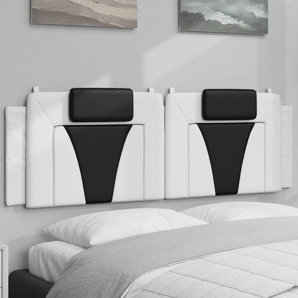 Kopfteil-Kissen "Viana" Weiß und Schwarz 160 cm Kunstleder
