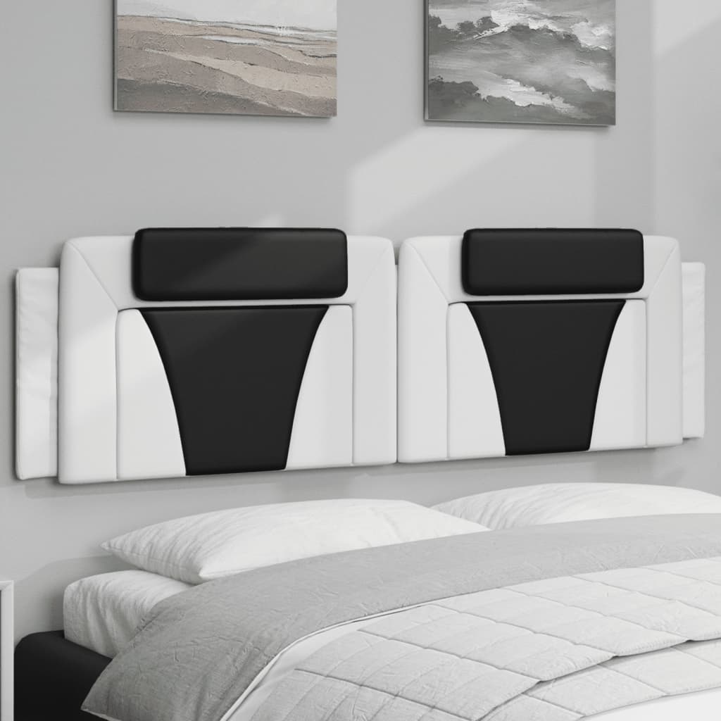 Kopfteil-Kissen "Viana" Weiß und Schwarz 180 cm Kunstleder