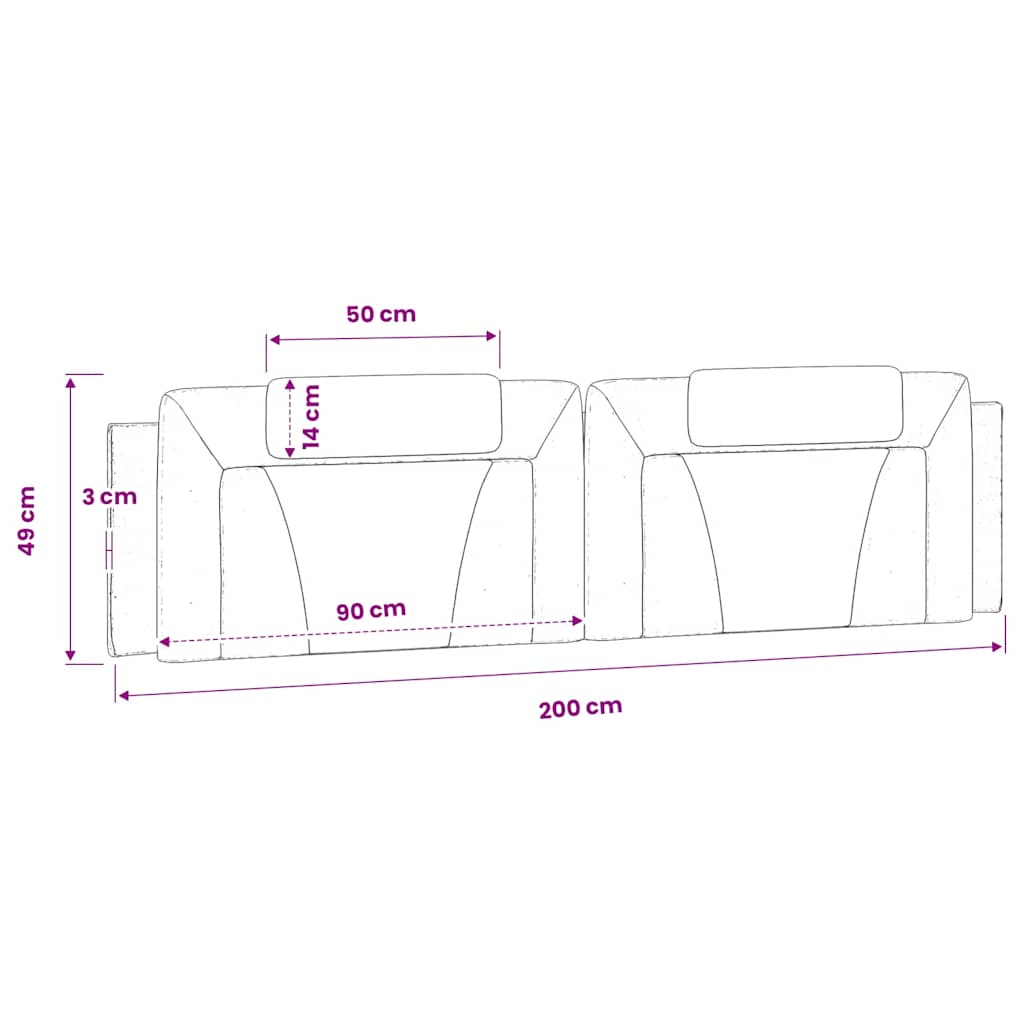 Kopfteil-Kissen "Viana" Cappuccino-Braun 200 cm Kunstleder