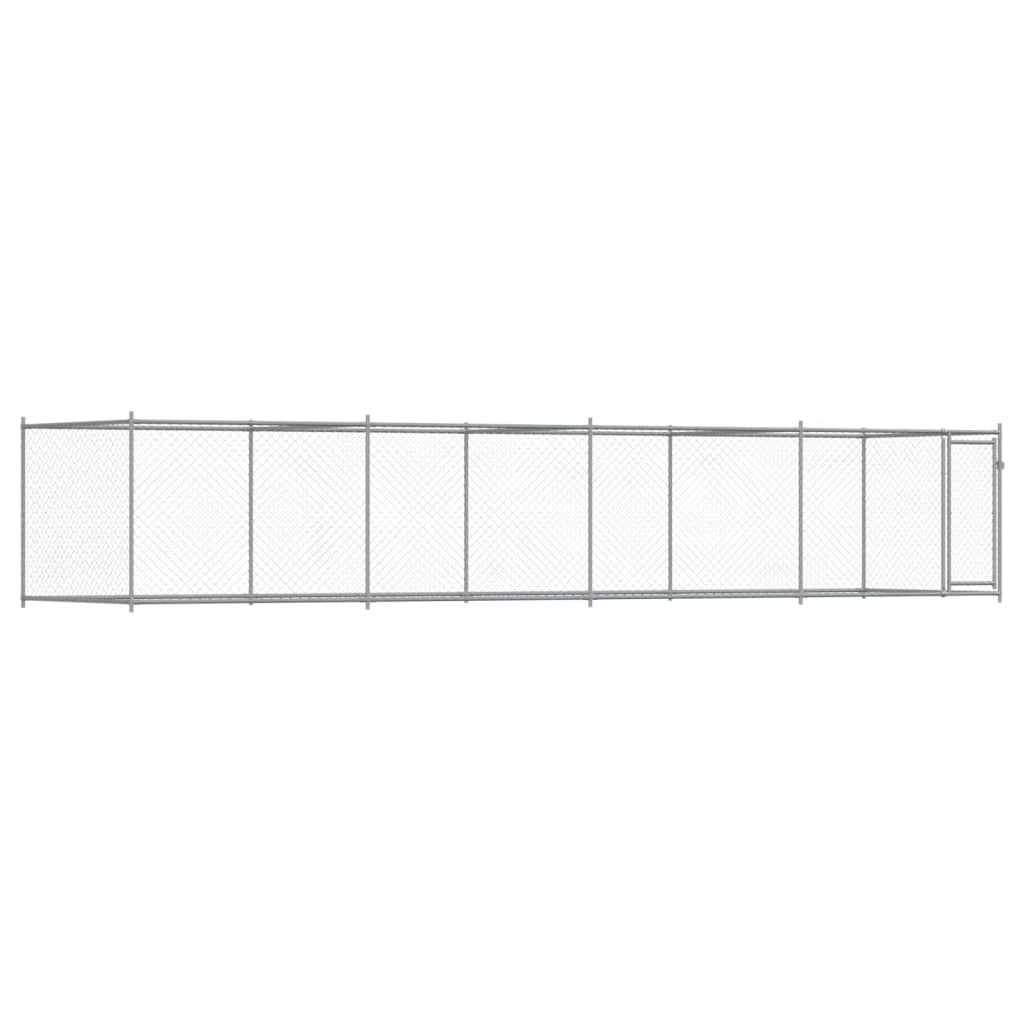 Hundezwinger mit Tür Grau 8x2x1,5 m Verzinkter Stahl
