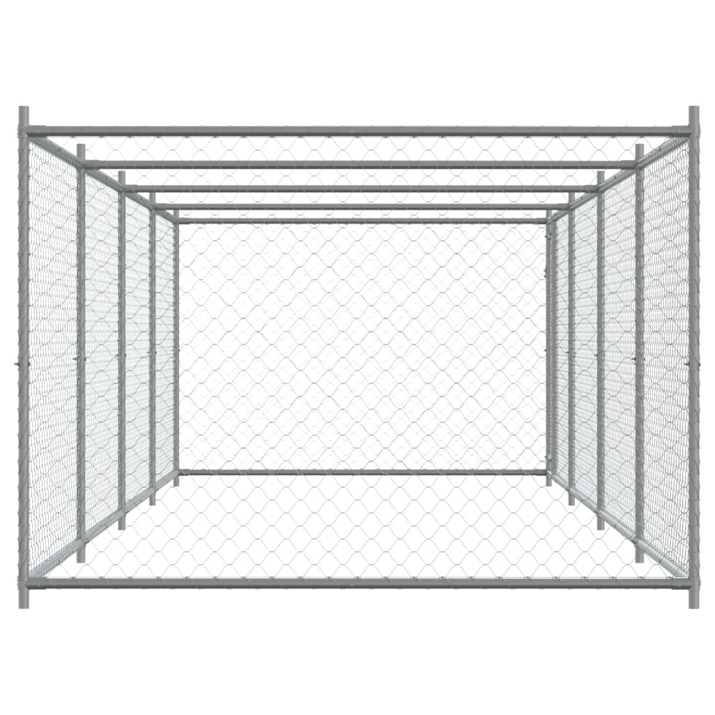 Hundezwinger mit Tür Grau 8x2x1,5 m Verzinkter Stahl