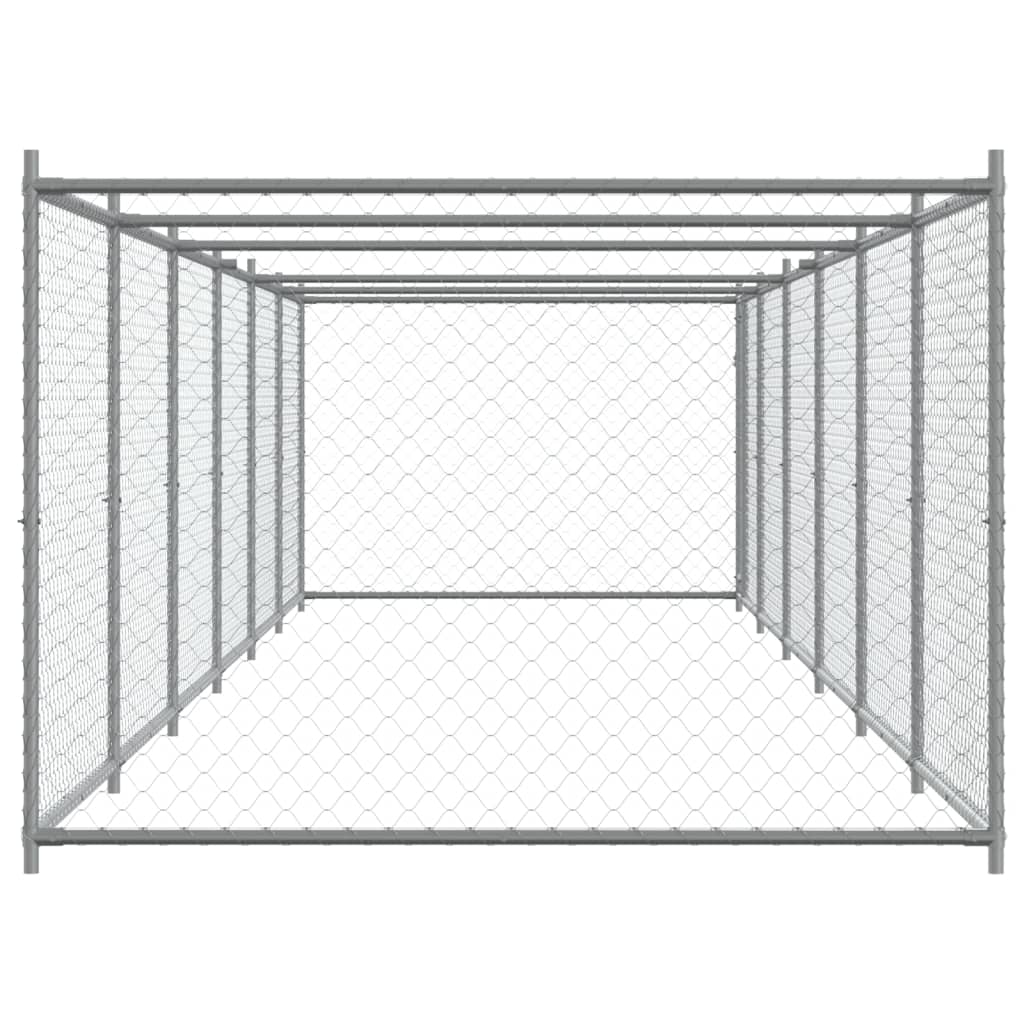 Hundezwinger mit Tür Grau 12x2x1,5 m Verzinkter Stahl