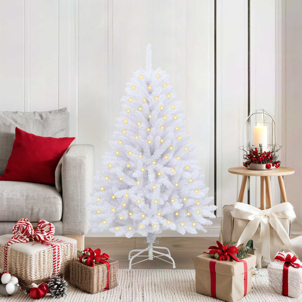 Künstlicher Weihnachtsbaum Weiß 120 cm PVC und Metall