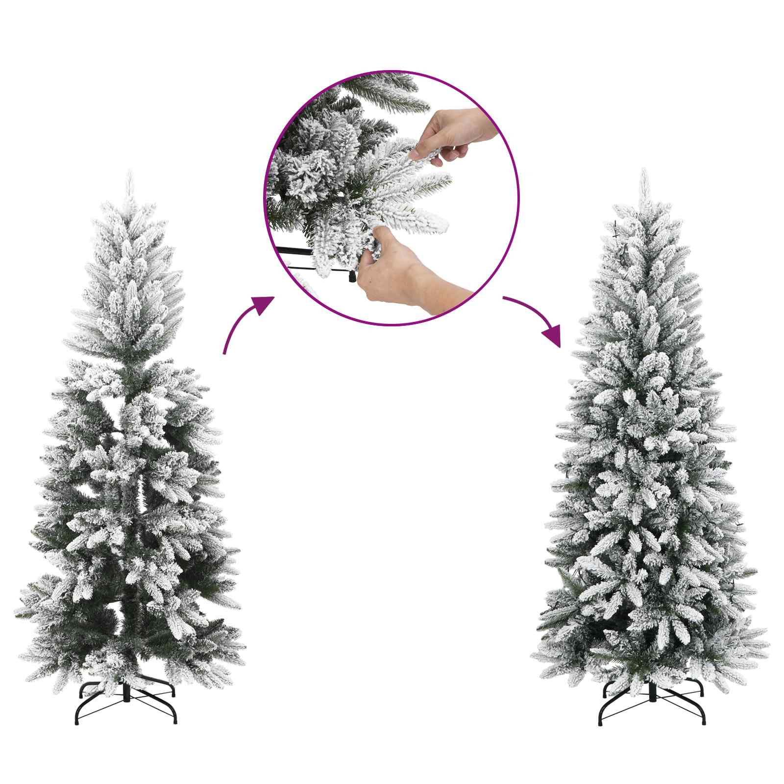 Künstlicher Weihnachtsbaum Weiß 150 cm PVC und Metall