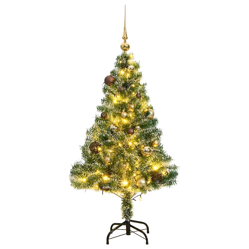 Künstlicher Weihnachtsbaum mit Schnee & Kugeln 150 LEDs 150 cm